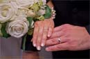 Wedding bouquet and bridal rings