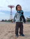 Small boy on Coney Island beach